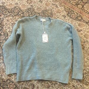 Pink Rose Textured Sweater in Soft Gray